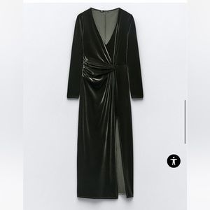 Zara green velvet dress.